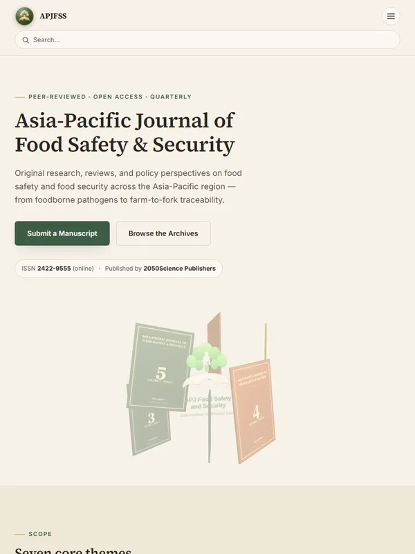 Homepage of the Asia-Pacific Journal of Food Safety and Security website